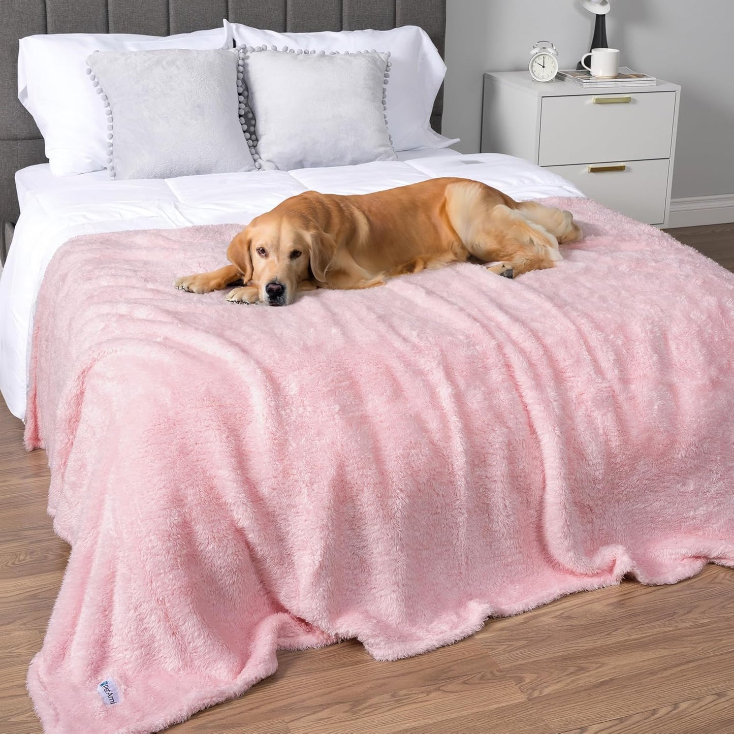 Fluffy Waterproof Dog Blanket for Small Medium Dogs, Soft Warm Pet Sherpa Throw Pee Proof Couch Cover, Reversible Cat Puppy Bed Blanket Sofa Protector, Plush Washable Pad (Pink Blush, 24X32)