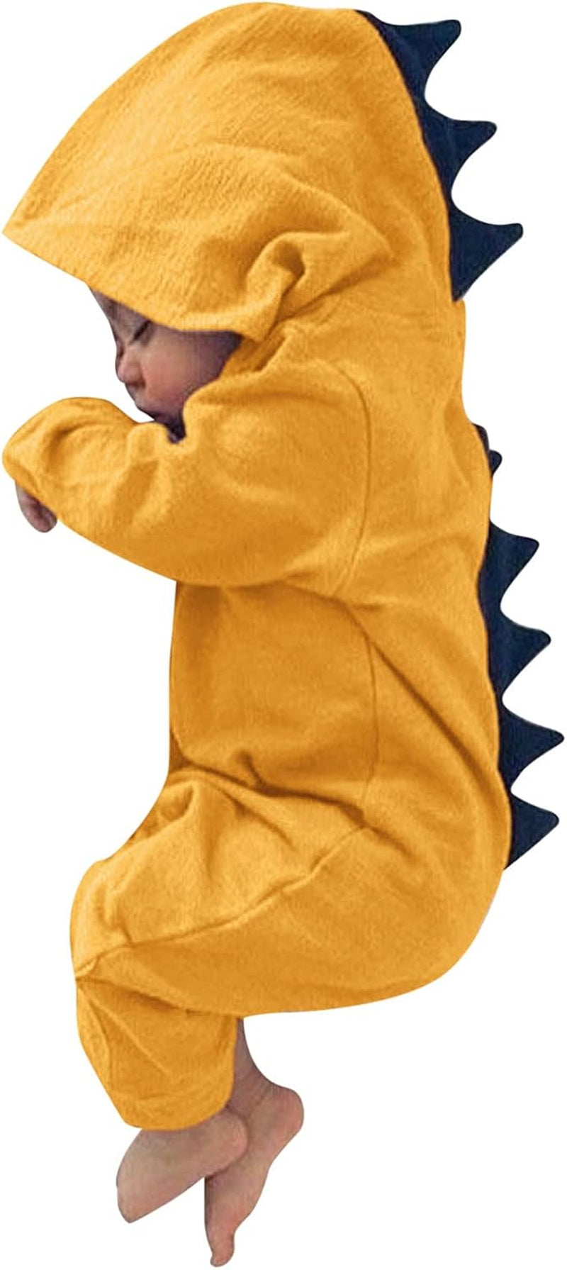 0-18 Months Cute Newborn Infant Baby Boy Girl 3D Dinosaur Hooded Romper Jumpsuit Outfits Clothes (Gray-1, 12-18 Months)