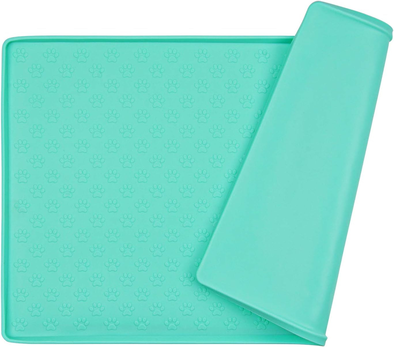 Dog Food Mat, Silicone Dog Cat Bowl Mat, Non Slip Pet Feeding Mat Waterproof Dog Placemat for Small Animals (18.5"X11.8", Blue)