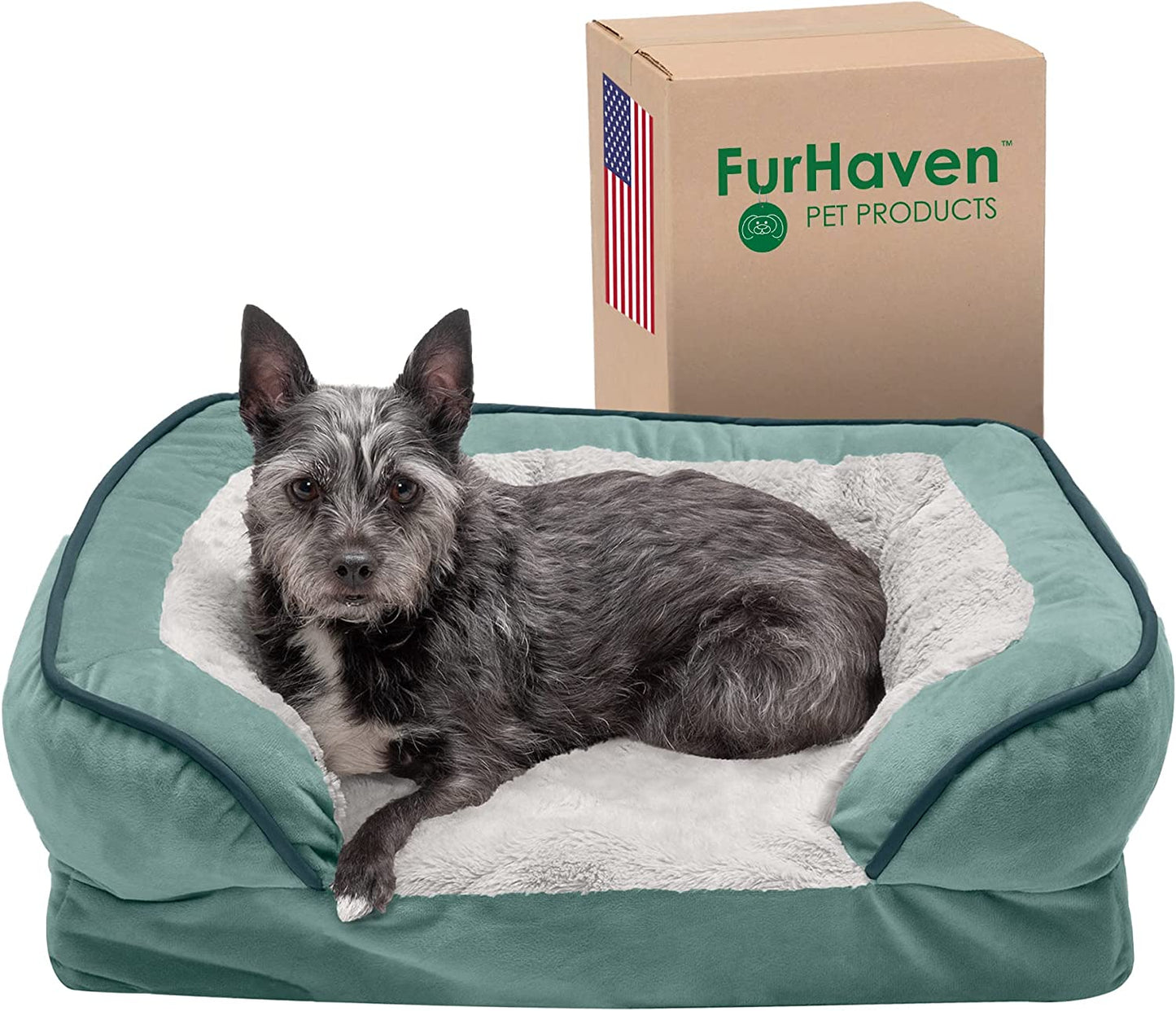 Orthopedic Dog Bed for Small Dogs W/ Removable Bolsters & Washable Cover, for Dogs up to 20 Lbs - Plush & Velvet Waves Perfect Comfort Sofa - Brownstone, Small