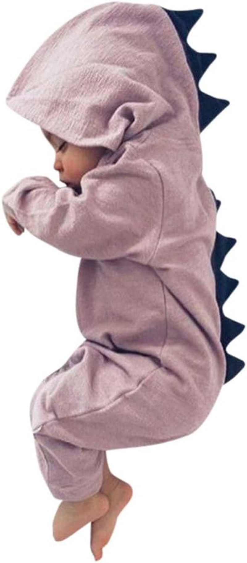 0-18 Months Cute Newborn Infant Baby Boy Girl 3D Dinosaur Hooded Romper Jumpsuit Outfits Clothes (Gray-1, 12-18 Months)