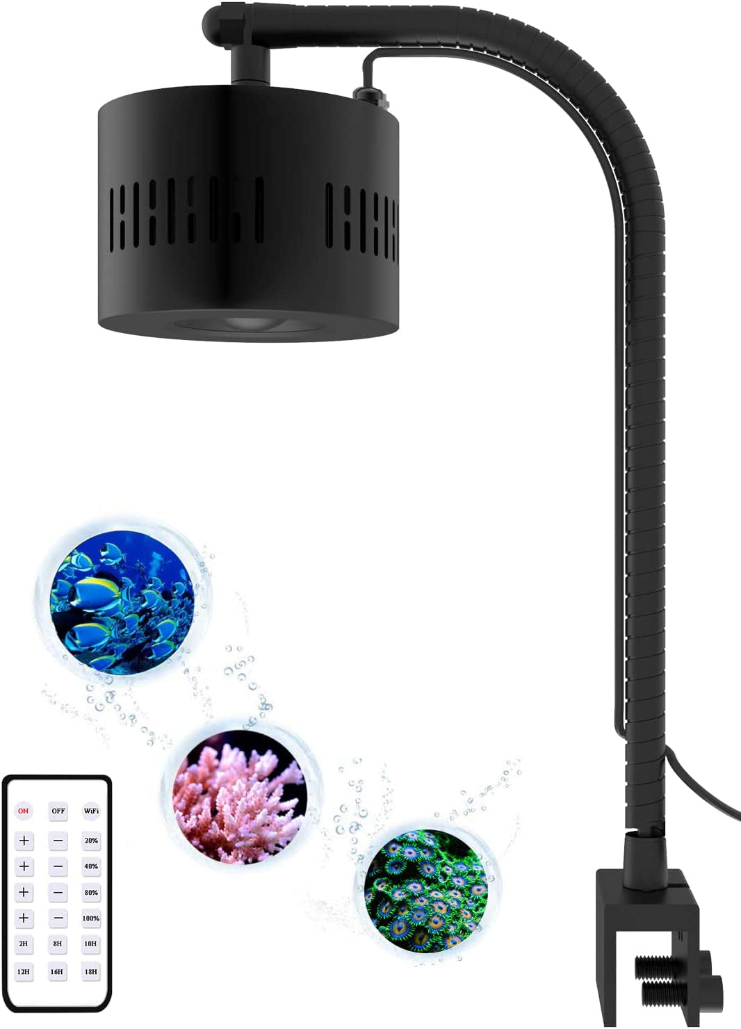 LED Aquarium Light, Planted Tank Light 4 Channels Remote Control 6500K Aquarium LED Lamp for Freshwater Fish Tank Refugium with Gooseneck (A20 Freshwater)
