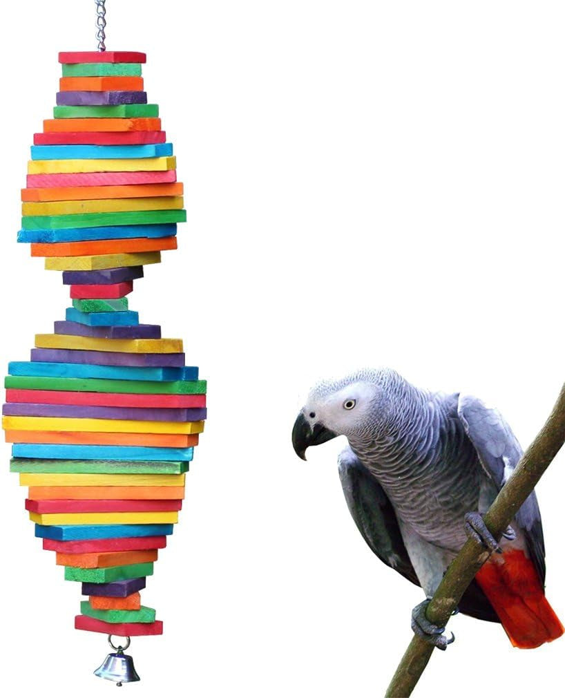 Bird Chewing Toy Large Medium Parrot Cage Bite Toys African Grey Macaws Cockatoos Eclectus Amazon (Apple-22Inch)