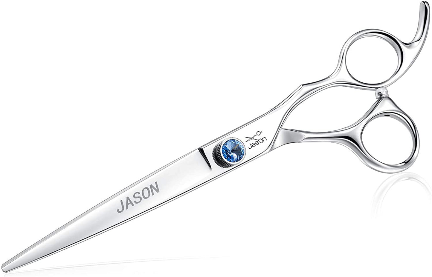 7" 50 Teeth Thinning Dog Grooming Blending Scissor, Ergonomic Pet Grooming Thinner Blender Shears Cat Trimming Texturizing Kit with Offset Handle and a Jewelled Screw, 30% Thinning Rate