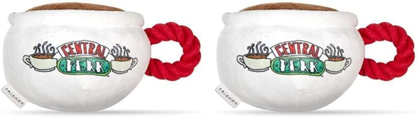 Central Perk Coffee Mug Plush Dog Toy with Rope Handle| Soft Cute Squeaky Toy for All Dogs | Stuffed Dog Toys with Squeaker Noise for Added Fun, Friends Memorabilia