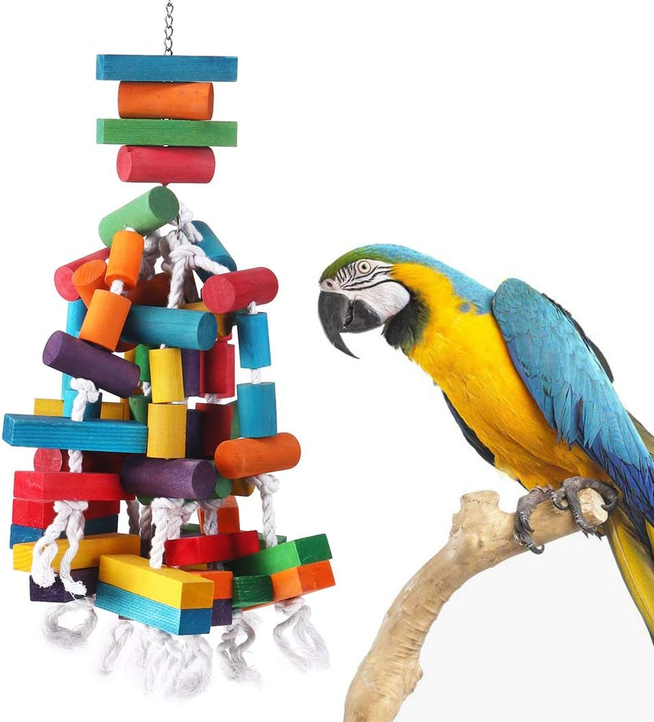 Bird Chewing Toy Large Medium Parrot Cage Bite Toys African Grey Macaws Cockatoos Eclectus Amazon (Apple-22Inch)