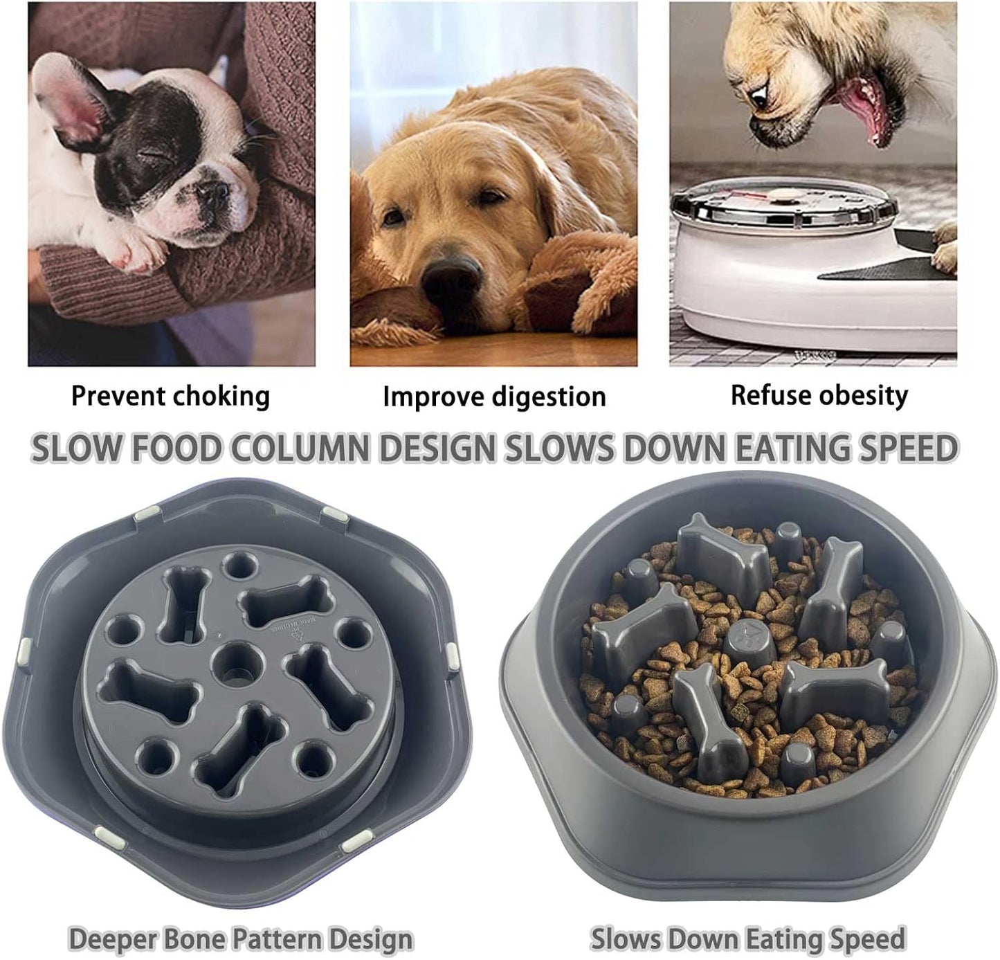 Slow Feeder Dog Bowl anti Gulping Healthy Eating Interactive Bloat Stop Fun Alternative Non Slip Dog Slow Food Feeding Pet Bowl Slow Eating Healthy Design for Small Medium Size Dogs